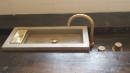 Concrete vanity sink and brass spout